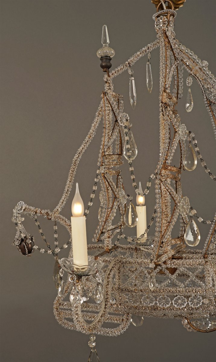 Maison Baguès, Lustre "Nef, Bateau, France, XXè siècle, Cristal and Iron-photo-4