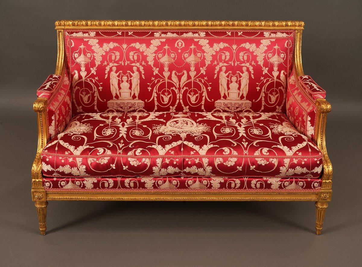 J.-B. III Lelarge, Mobilier de Salon Louis XVI, France, circa 1780, Silk and Giltwood-photo-2