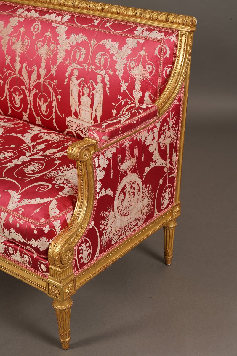J.-B. III Lelarge, Mobilier de Salon Louis XVI, France, circa 1780, Silk and Giltwood-photo-3