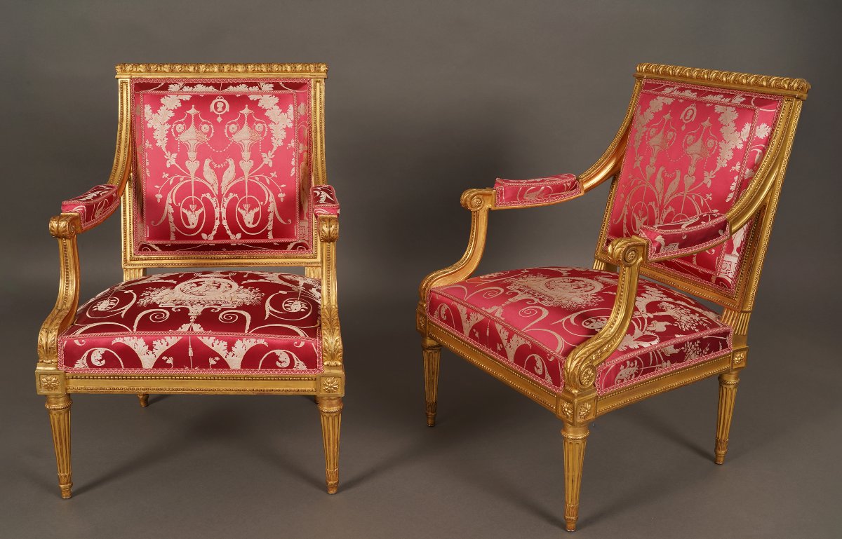 J.-B. III Lelarge, Mobilier de Salon Louis XVI, France, circa 1780, Silk and Giltwood-photo-4
