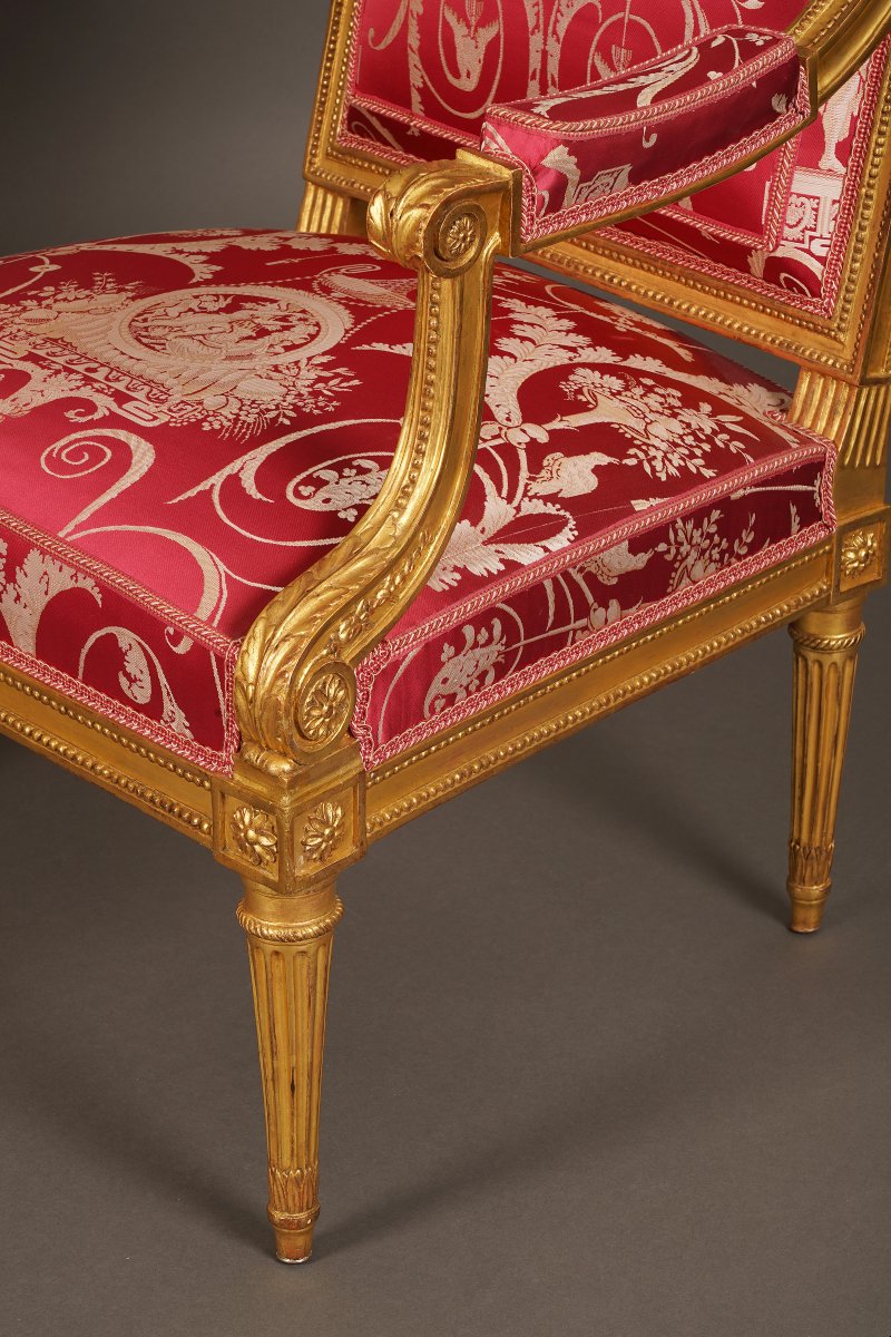 J.-B. III Lelarge, Mobilier de Salon Louis XVI, France, circa 1780, Silk and Giltwood-photo-5