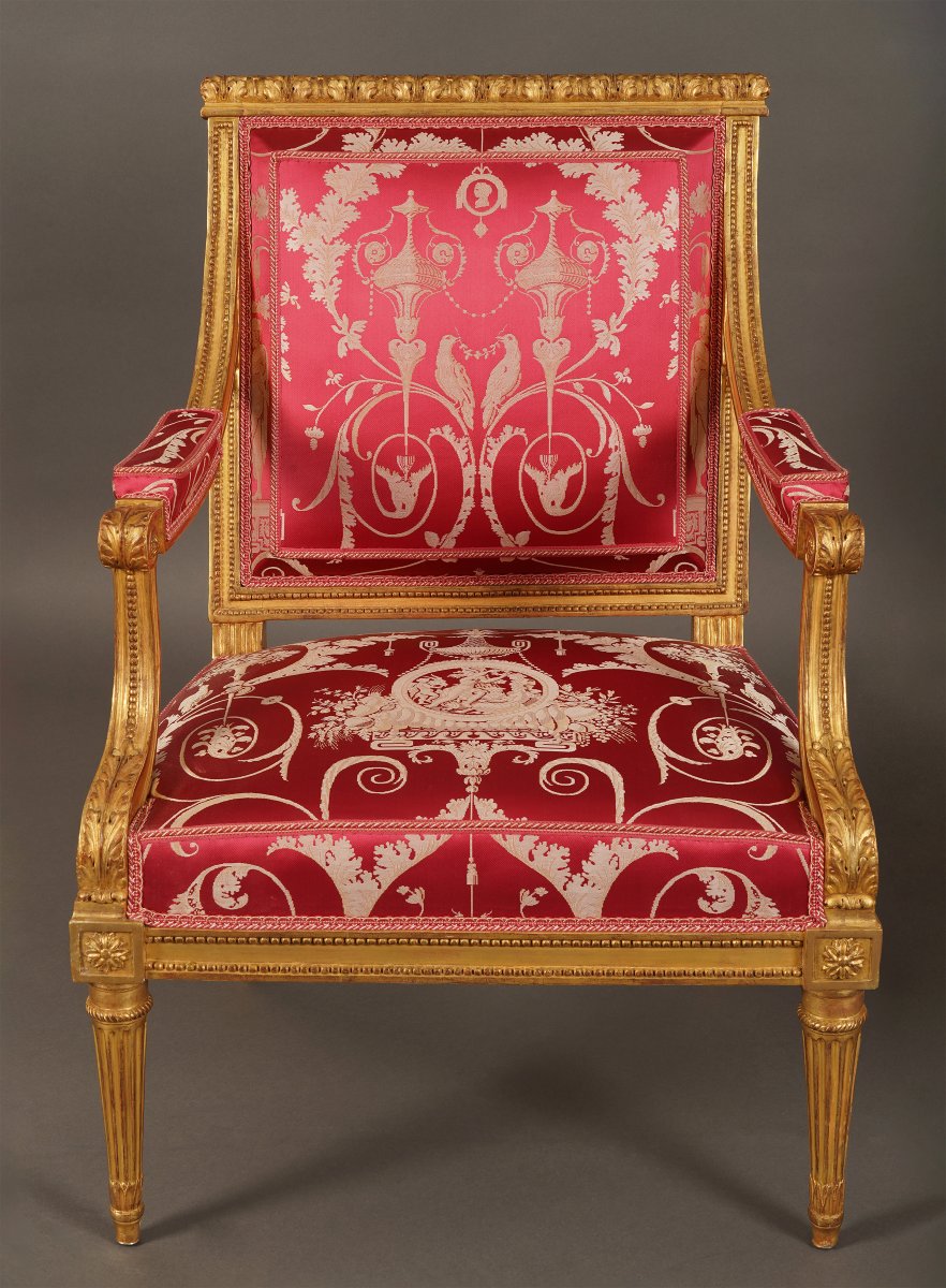 J.-B. III Lelarge, Mobilier de Salon Louis XVI, France, circa 1780, Silk and Giltwood-photo-6