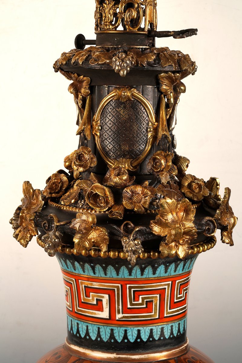Paris Porcelain , Pair Of Neo-greek Lamps, France, Circa 1860-photo-2