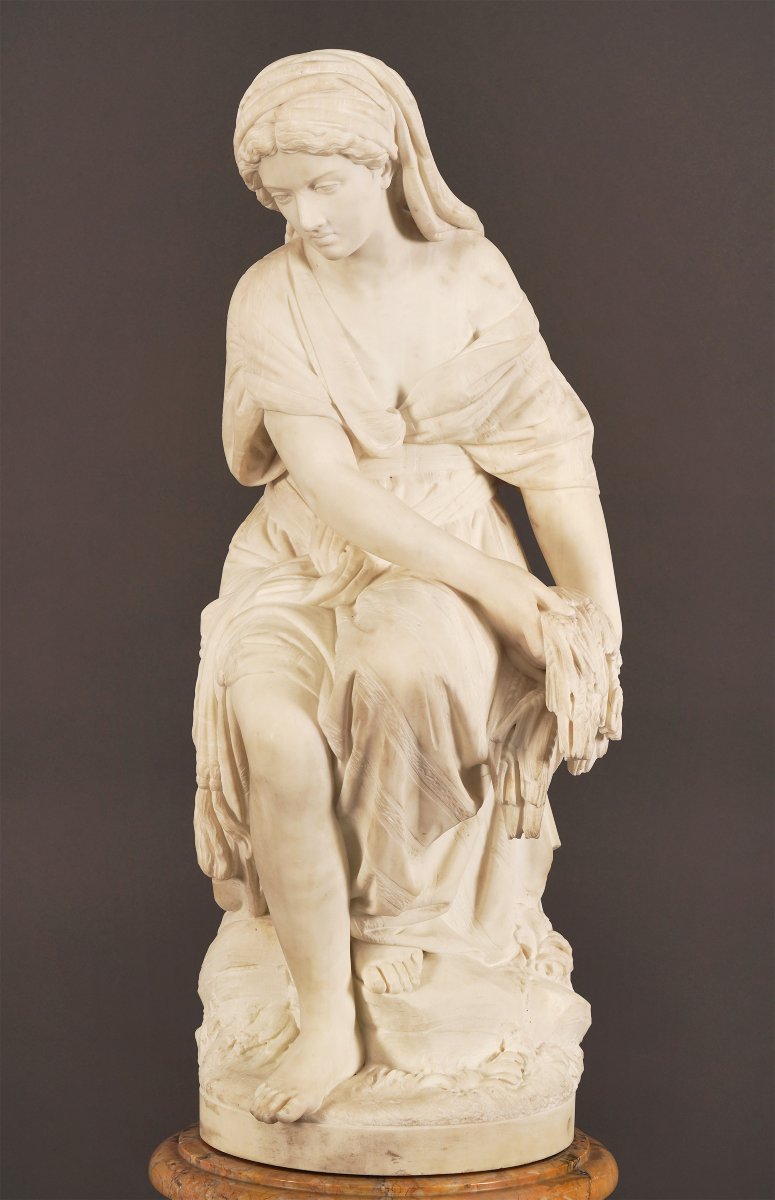 "Ruth" par G.B. Lombardi, Sculpture en marbre, Italie, 1864-photo-3