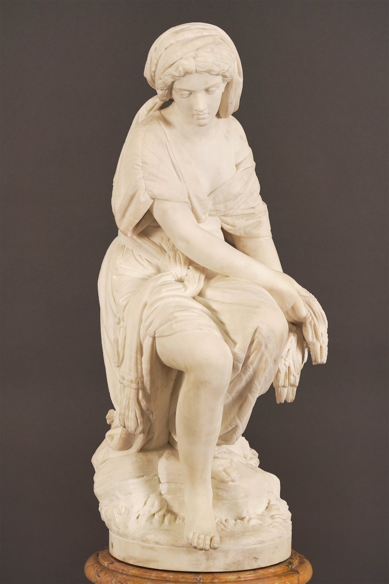 "Ruth" par G.B. Lombardi, Sculpture en marbre, Italie, 1864-photo-4