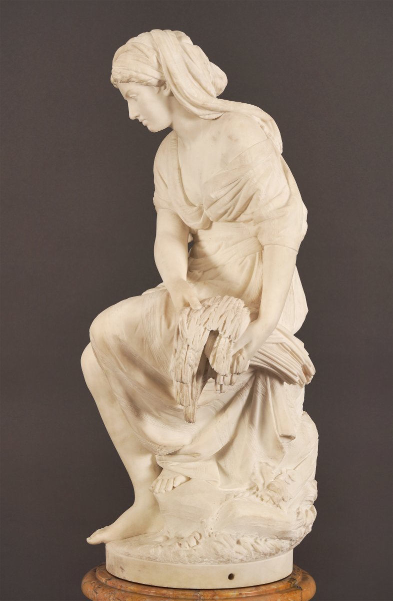 "Ruth" par G.B. Lombardi, Sculpture en marbre, Italie, 1864-photo-5