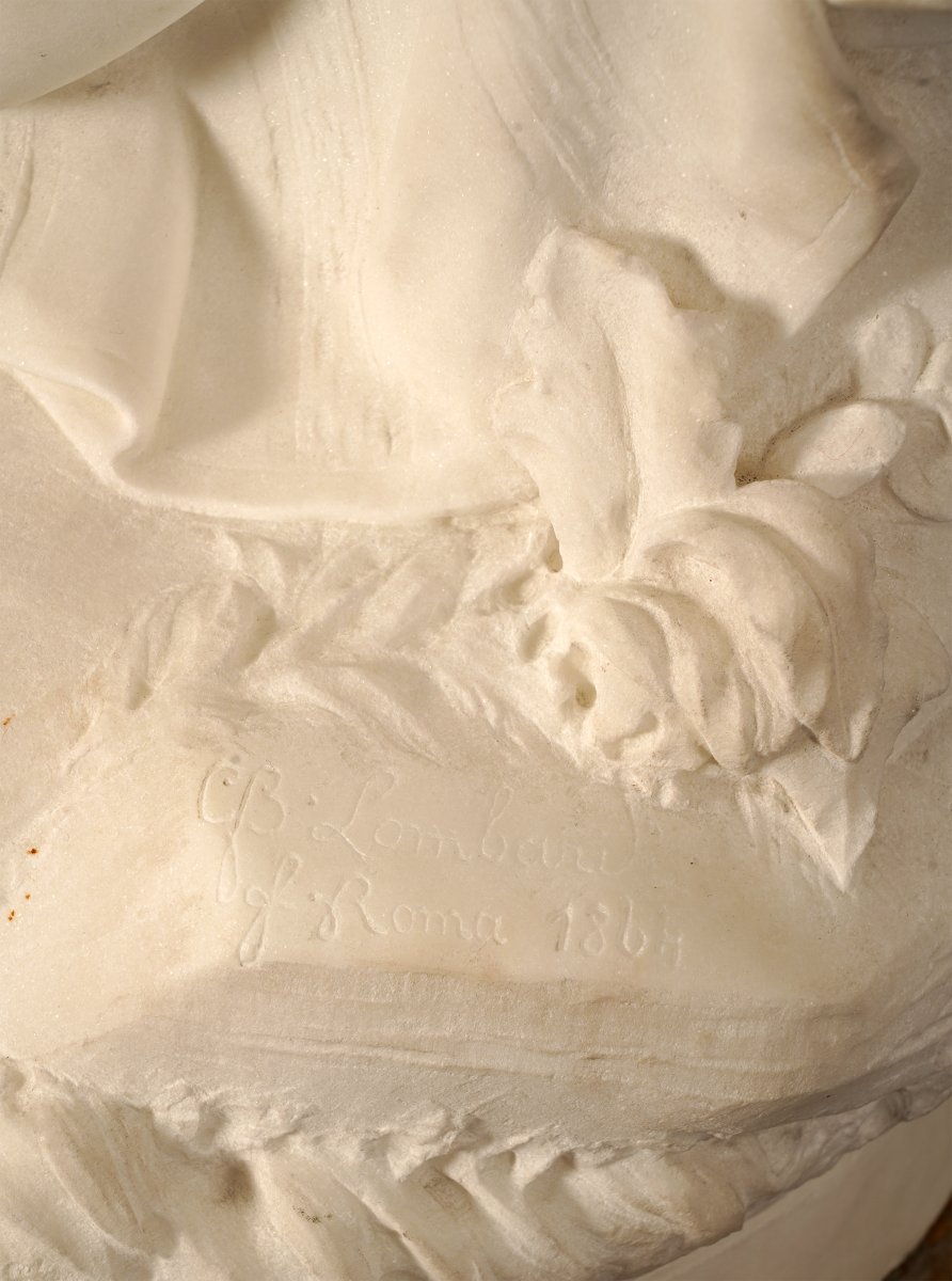 "Ruth" par G.B. Lombardi, Sculpture en marbre, Italie, 1864-photo-7