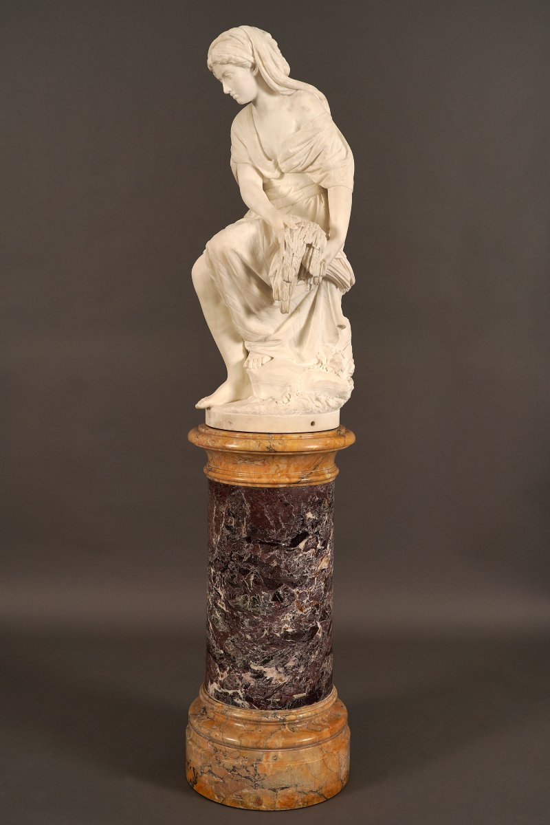 "Ruth" par G.B. Lombardi, Sculpture en marbre, Italie, 1864