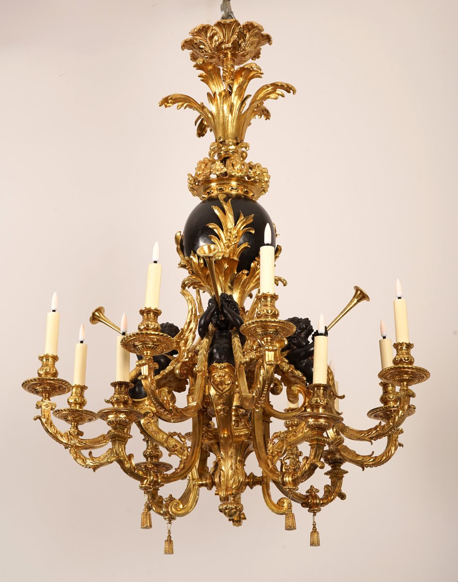 Maison Graux-Marly, Lustre aux Putti musiciens, France, Circa 1860-photo-2