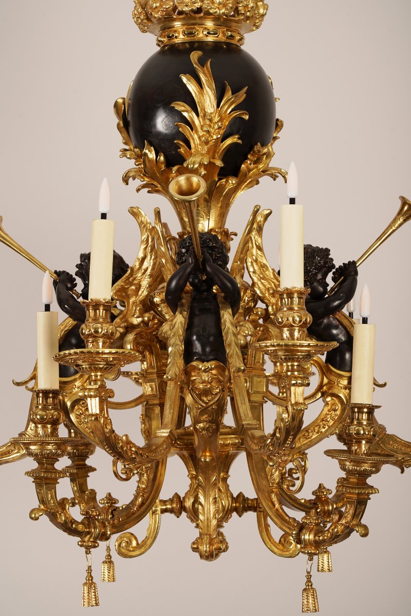 Maison Graux-Marly, Lustre aux Putti musiciens, France, Circa 1860-photo-3
