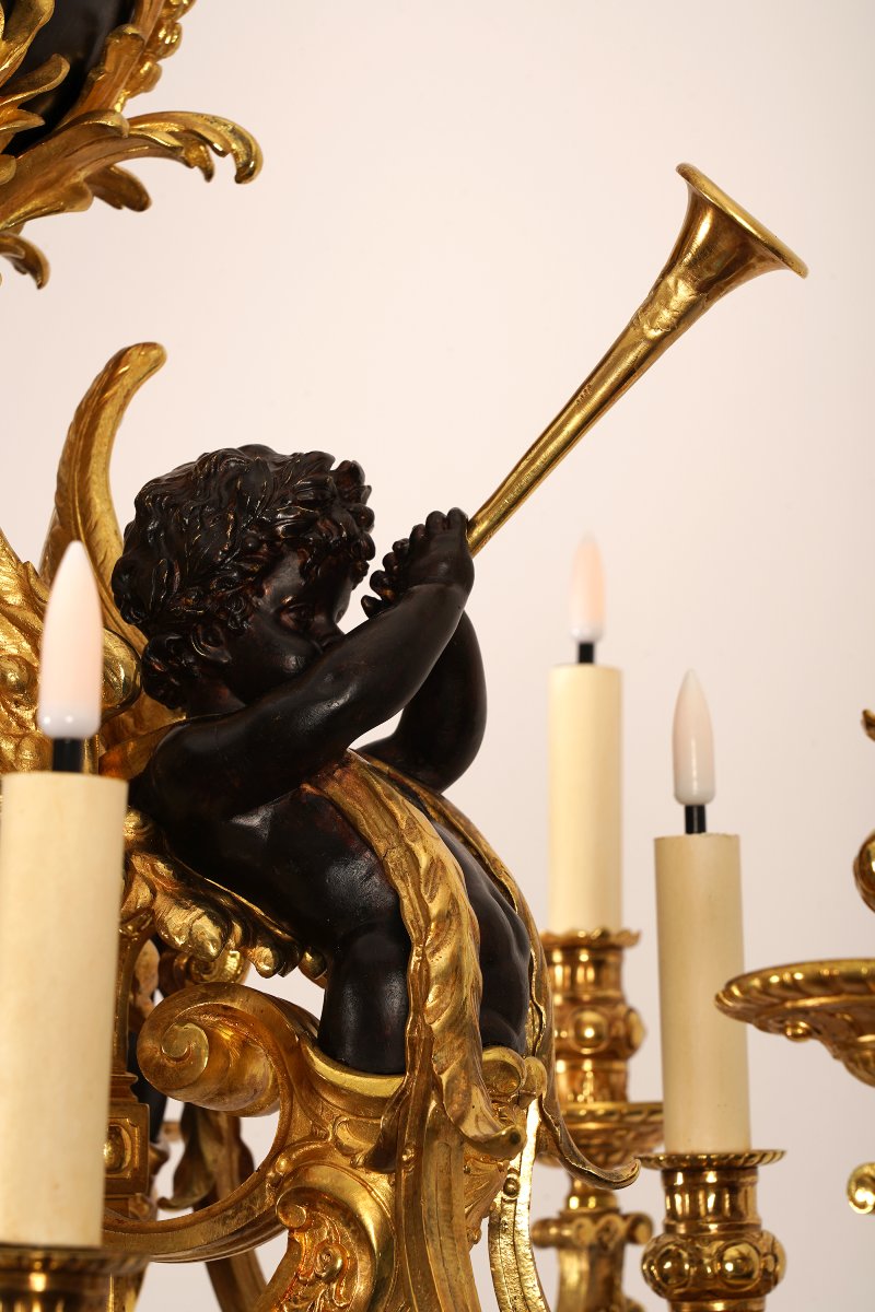Maison Graux-Marly, Lustre aux Putti musiciens, France, Circa 1860-photo-4
