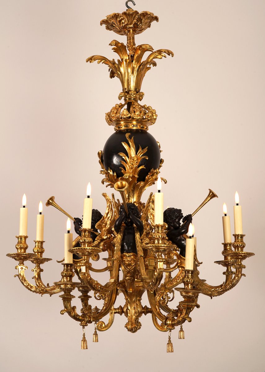 Maison Graux-Marly, Lustre aux Putti musiciens, France, Circa 1860