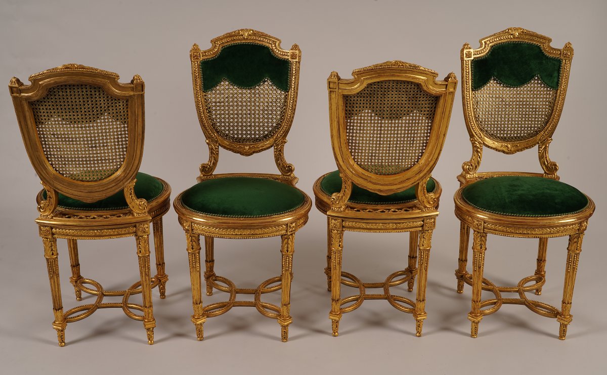  G.-E. Lexcellent, Ensemble de Quatre Chaises Louis XVI, France, Circa 1880-photo-3