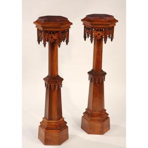 Pair Of Neo-gothic Stands, France, Circa 1880