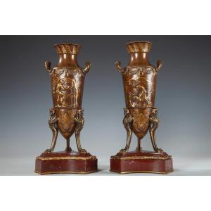 Paire de Vases Amphores Néo-grecs, F. Levillain Et F. Barbedienne, France, Circa 1880