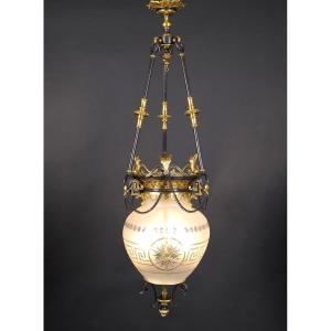 Elegant Lantern, Attributed To Maison Millet, France Circa 1890