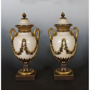 Pair Of Louis XVI-inspired Cassolettes, Attr. To H.vian, France, Circa 1890