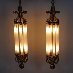 Pair Of Rex Theater Chandeliers, France, Circa 1950