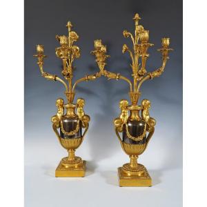 Maison Millet, Paire De Candélabres "aux Tritons", France, Circa 1870