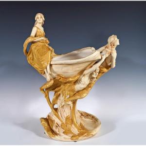 Royal Dux Bohemia, Art Nouveau Centerpiece, Bohemia, Circa 1900