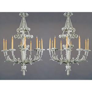 Pair Of "quiver" Chandeliers, France, 20th Century