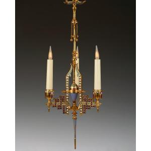 F. Barbedienne, Neo-byzantine Chandelier, France, Circa 1880