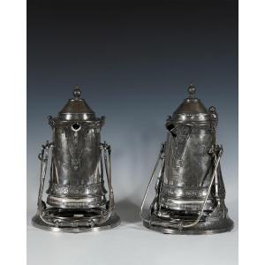 Reed & Barton, Paire de Pichets à eau glacée, Etats-Unis, circa 1880