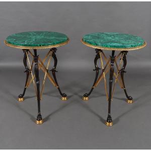 Pair Of Neo-pompeian Gueridons By H. Picard, France, Circa 1860