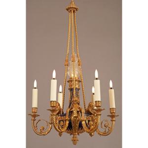 A.-e. Beurdeley, Chandelier With Terms, France, Circa 1880