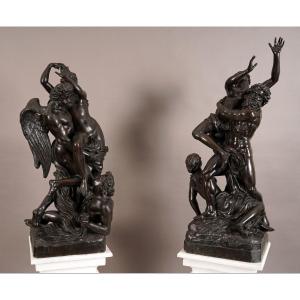 « Borée enlevant Orithye » et « L’enlèvement de Proserpine », France, Circa 1870
