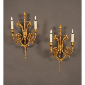 H. Vian (1860-1905), Pair Of Wall Sconces With Goats, France, Circa 1870