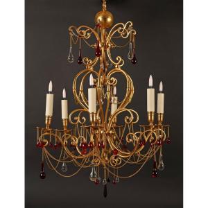 Baccarat, Orientalist Chandelier, France, Circa 1890
