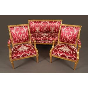 J.-B. III Lelarge, Mobilier de Salon Louis XVI, France, circa 1780, Silk and Giltwood