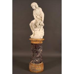 "ruth" By G.b. Lombardi, Marble Sculpture, Italy, 1864