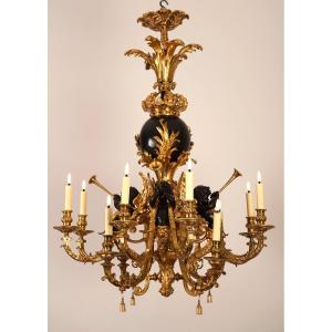 Maison Graux-marly, Chandelier With Musician Putti, France, Circa 1860