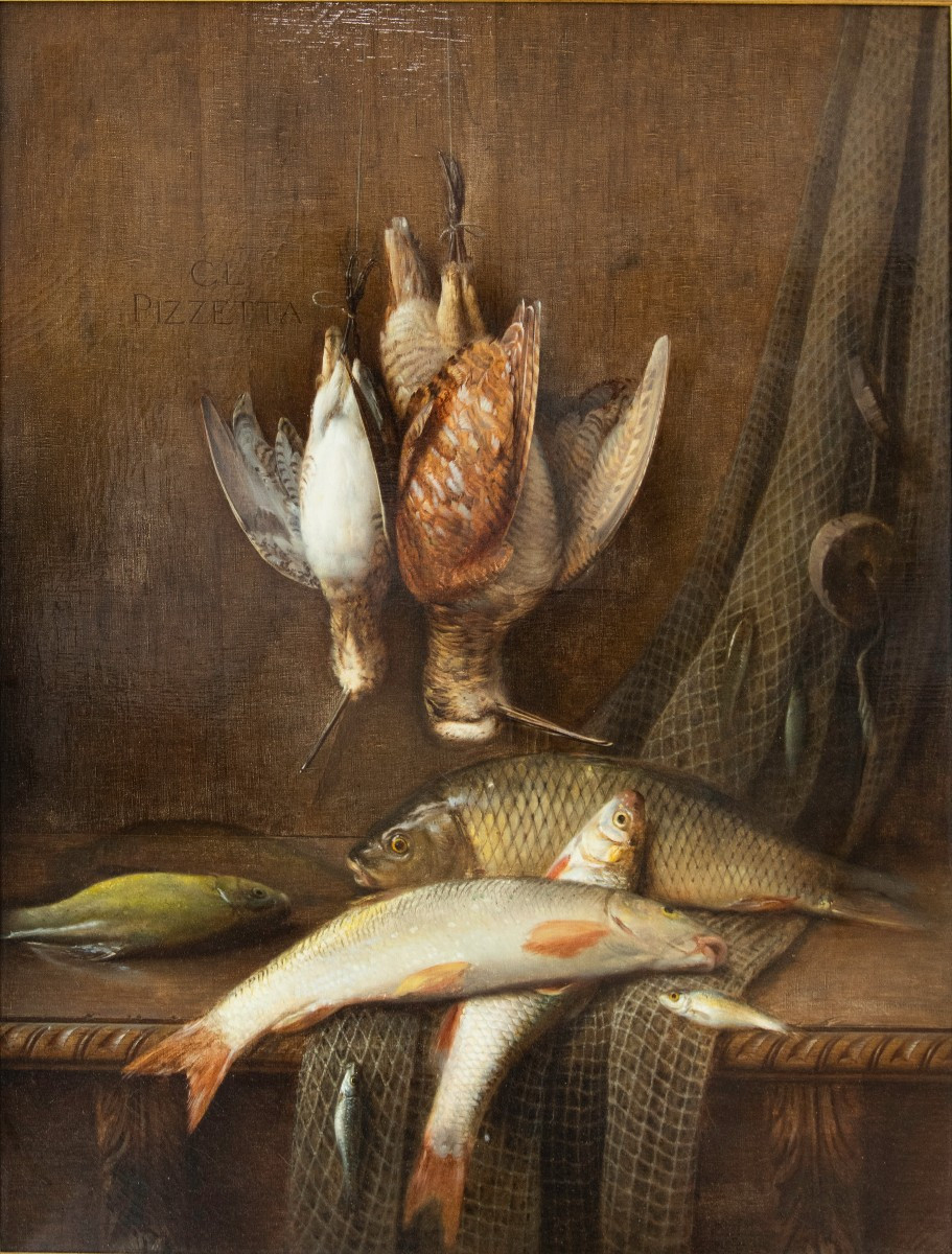 Jean-claude Pizzetty / Claudius Pizzeta (1832-1894) - Still Life With Fish