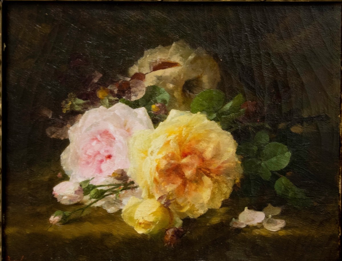 André Perrachon (lyon, 1828 - Id., 1908) - Pink And Yellow Flowers 