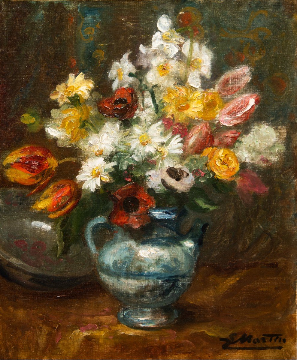 Jacques MARTIN (Villeurbanne, 1844 - Lyon, 1919) - Vase de fleurs sur un entablement