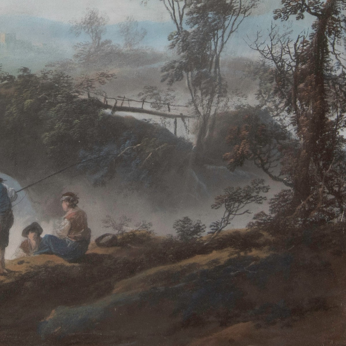 Jean-baptiste Pillement (1728, Lyon - Id., 1808) - Fishermen Near A Waterfall (1780)   -photo-3