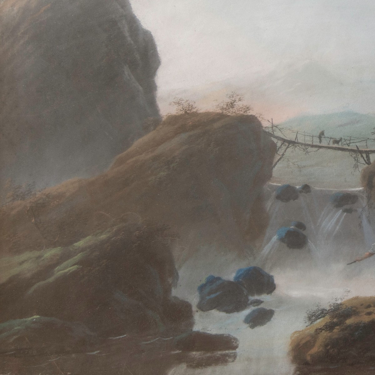 Jean-baptiste Pillement (1728, Lyon - Id., 1808) - Fishermen Near A Waterfall (1780)   -photo-1