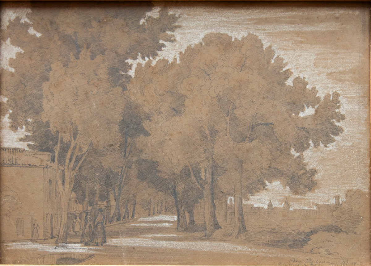 Isidore FLACHERON (1806 – 1873), Paysage (vue de Lyon ?), juillet 1862-photo-2