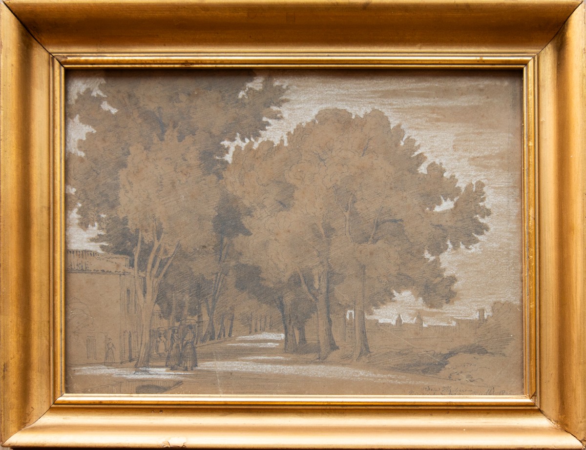 Isidore FLACHERON (1806 – 1873), Paysage (vue de Lyon ?), juillet 1862