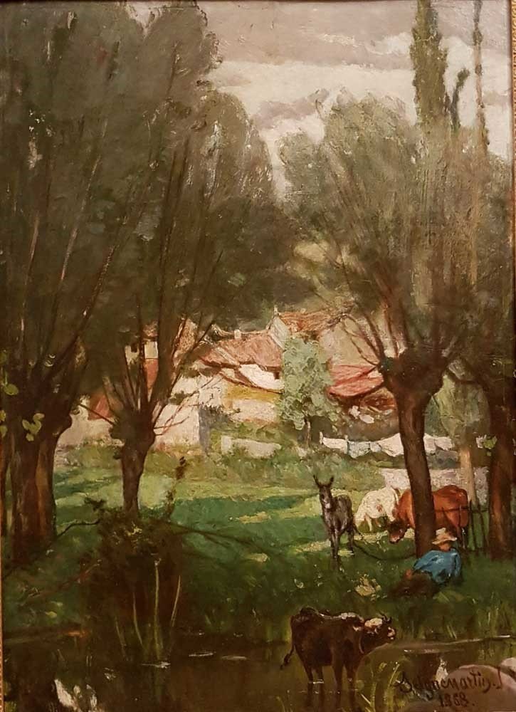 Jean SEIGNEMARTIN (Lyon, 1848 - Alger, 1960) -  Paysage et animaux (1868)