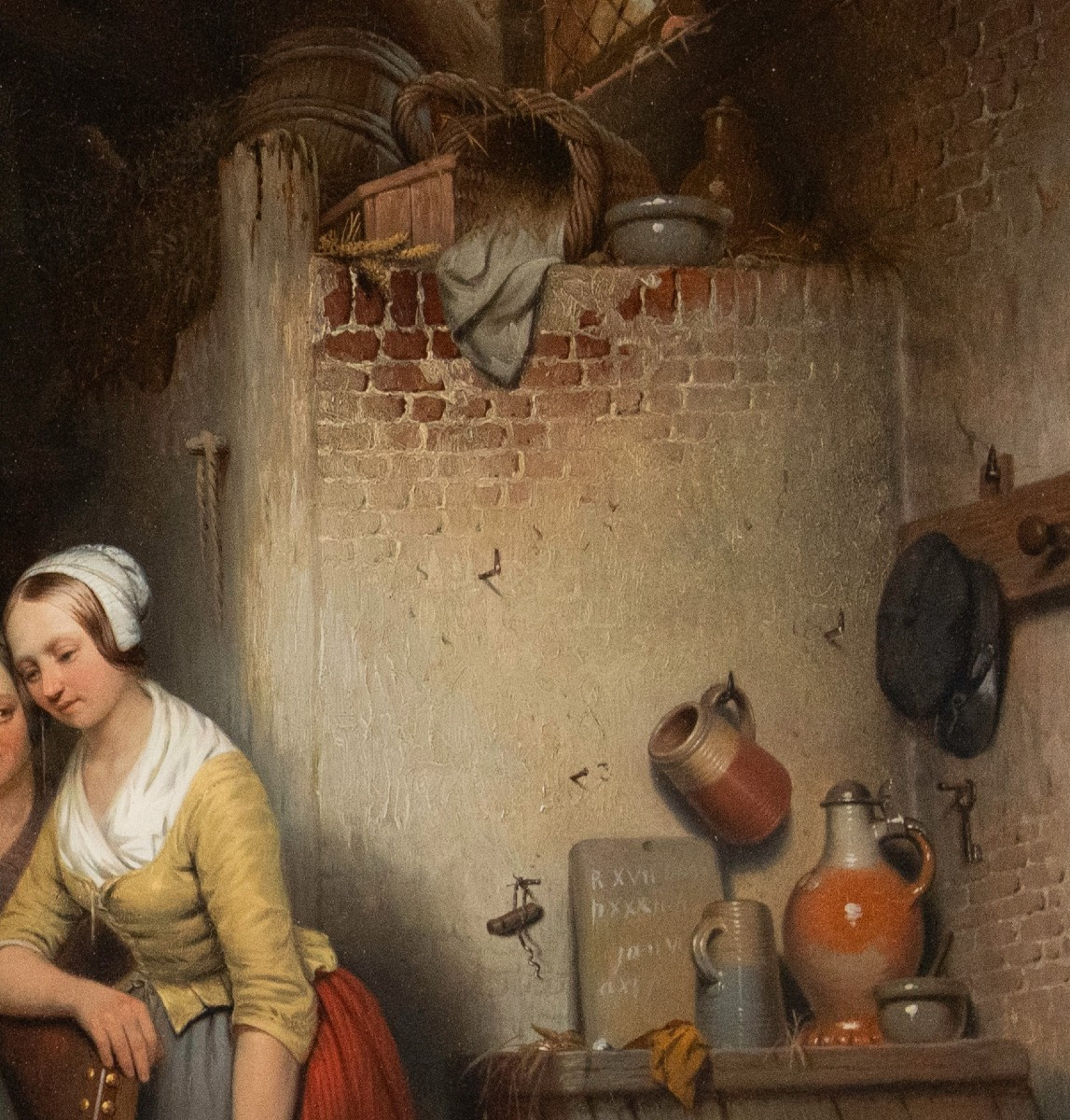 Célestin MARSCHOUW (Malines 1825 - Anvers 1902) - Le peintre au travail dans une auberge-photo-2