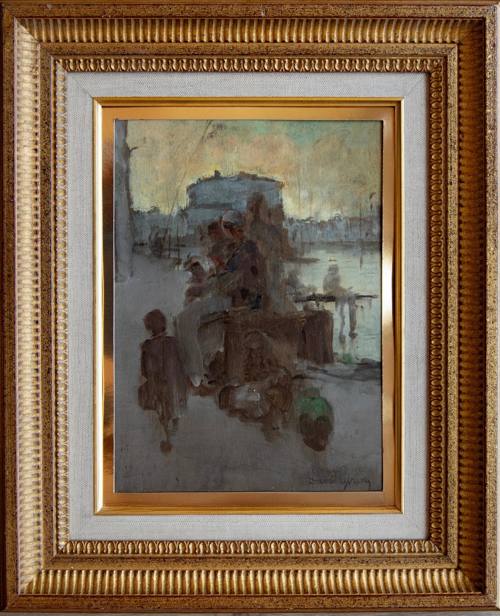 David Eugène Girin (1848-1917), Quayside Scene