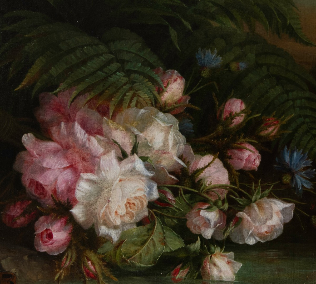 Fleury Chantre (1806-1858), Scattering Of Flowers: Roses, Cornflowers, And Buttercups-photo-3