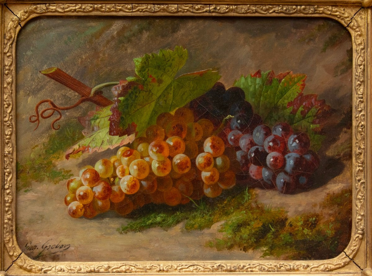Eugène Grobon (1820–1878), Still Life With Bunch Of Grapes
