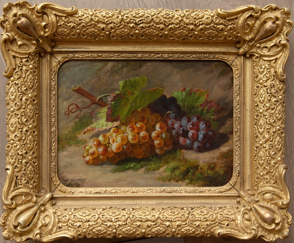 Eugène Grobon (1820–1878), Nature Morte à La Grappe De Raisin