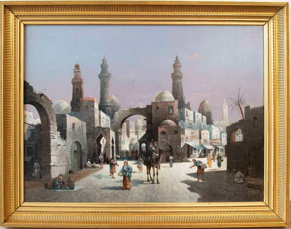August Von Siegen (1850 - 1910),  Caprice architectural, Vue imaginaire du Caire