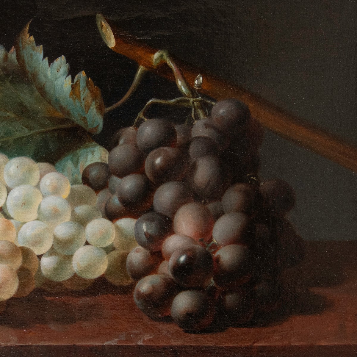 Jean-Baptiste GALLET (1820 – 1848), Nature morte aux raisins sur un entablement en marbre-photo-4